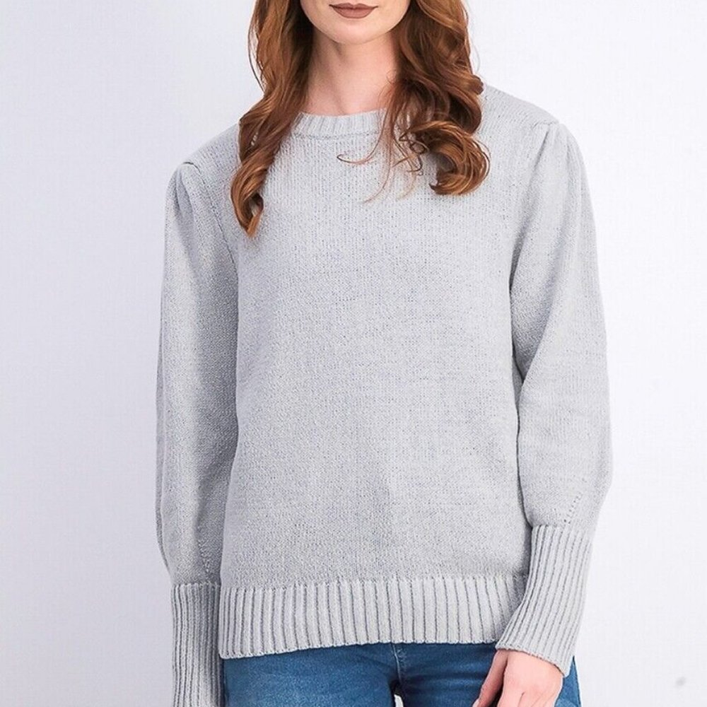 NWT STYLE & CO LIGHT GRAY HEATHER PUFFY SLEEVE SWEATER XL‎